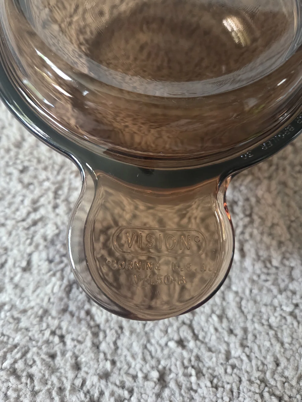 Vintage Vision Corning Ware V-150-B Amber Glass Grab A Meal Bowl w Lid Pyrex